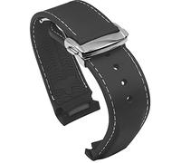 BBZ 20mm 22mm Curved End Rubber Watch Band Compatible with Omega Seamaster 150/300/600 Speedmaster Planet Ocean Sports Silicone Strap Bracelet