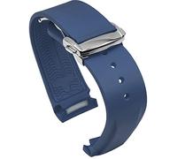 BBZ 20mm 22mm Curved End Rubber Watch Band Compatible with Omega Seamaster 150/300/600 Speedmaster Planet Ocean Sports Silicone Strap Bracelet