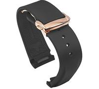 BBZ 20mm 22mm Curved End Rubber Watch Band Compatible with Omega Seamaster 150/300/600 Speedmaster Planet Ocean Sports Silicone Strap Bracelet