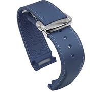 BBZ 20mm 22mm Curved End Rubber Watch Band Compatible with Omega Seamaster 150/300/600 Speedmaster Planet Ocean Sports Silicone Strap Bracelet