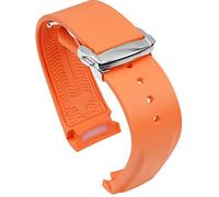 BBZ 20mm 22mm Curved End Rubber Watch Band Compatible with Omega Seamaster 150/300/600 Speedmaster Planet Ocean Sports Silicone Strap Bracelet