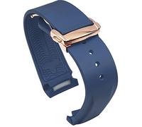 BBZ 20mm 22mm Curved End Rubber Watch Band Compatible with Omega Seamaster 150/300/600 Speedmaster Planet Ocean Sports Silicone Strap Bracelet