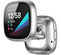 BBZ versa3 Case，Glass Protective Film + Hard Plastic Bezel, All-round Protection Compatible with Fitbit versa3, sense