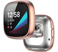 BBZ versa3 Case，Glass Protective Film + Hard Plastic Bezel, All-round Protection Compatible with Fitbit versa3, sense