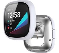BBZ versa3 Case，Glass Protective Film + Hard Plastic Bezel, All-round Protection Compatible with Fitbit versa3, sense