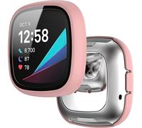 BBZ versa3 Case，Glass Protective Film + Hard Plastic Bezel, All-round Protection Compatible with Fitbit versa3, sense