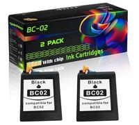 BC-02 Compatible for Canon Ink Cartridges with Chip BJ-230 BJ-5 BJC-1000 BJC-1010 BJC-150 BJC-210 BJC-220 Printers (2-Pack Black)