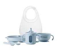 Bc Babycare Silicone Baby Feeding Set- Bowl/Plate/Cup/Fork/Spoon/Bib,BPA-Free Blue
