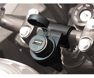 BC Battery Controller 710-P12USB - 12V Waterproof Cigarette Lighter Socket with Universal Motorcycle Handlebar Holder (22.2 / 25.4 / 28.6 mm) + 5V 1.5A USB Port - Length: 145 cm - Made in Italy