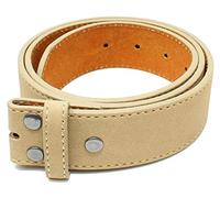 BC Belts Leather Belt Strap with Suede Texture and Stitched Edge 1.5" Wide with Snaps, Tan, Large (34-36)