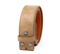 BC Belts Leather Belt Strap with Vintage Distressed Texture 1.5" Wide with Snaps and without Buckle, Tan - Light Brown, Small (28-30" Waist)