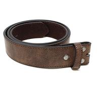 BC Belts Leather Belt Strap with Vintage Distressed Texture 1.5" Wide with Snaps - Brown - Medium (33-35)