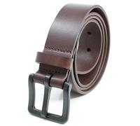 BC Belts Men's Metal Free Full Grain Leather Belt - Hypoallergenic No Nickel and TSA Approved, Dark Brown, Medium (32-34)