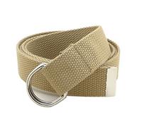BC Belts Thin Web Belt Double D-Ring Buckle 1.25" Wide with Metal Tip Solid Color, Khaki, 34-40W /L-XL