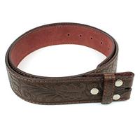 BC Belts Western Leather Belt Strap - 1.5” Wide with Embossed Scrollwork Without Buckle for Men & Women, Cowboy/Cowgirl Style, Brown, Large (35-36" Waist)
