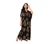 BC Boston Club Women's Rayon All Over Print Maxi Length Nighty (BC-07-blak-kaftan_Black_Free Size), Black, Black, Black, One Size, Black, One Size