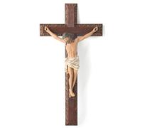 BC Catholic Crucifix Wall Cross Jesus Christ Cross Religious Gift Wood Carving 12" Tall Hand Painted by Buildclassic