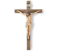 BC Catholic Crucifix Wall Cross, Jesus Christ Inspirational Home Décor, Religious Devout Gift, 14"H, Renaissance Sculpture Handmade by Buildclassic