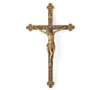 BC Catholic Crucifix Wall Cross, Jesus Christ Religious Home Decor, Catholic Wedding Gift, Renaissance Carve Look, Vintage Gold Color finish, Made of Resin, 12" H Hand Painted by Buildclassic