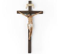BC Catholic Crucifix Wall Cross, Jesus Christ Wall Decor for Home Altar, Religious Gift, Handmade Renaissance Sculpture by Buildclassic (Full Color Simplified Version)