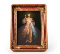 BC Catholic Divine Mercy Image 4" x 6" Tabletop Prayer Picture Framed, Small Jesus Christ Picture, Religious Gift of Indoor Home Decor, Hand Painted Vintage photo Frame by Buildclassic
