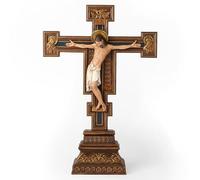 BC Catholic Florentine Crucifix Standing Cross for Home Altar, Cimabue Cross for table, Religious Gift, Inspirational Home décor, 13.4" H, Handmade by Buildclassic