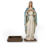 BC Catholic Immaculate Heart Mary Statue, Blessed Virgin Mary Figure for Altar, Holy Mother with Rosary Holder for Prayer Note, Religious Gift to Mon, Catholic Decor, 10" H, Handmade by Buildclassic