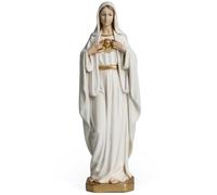 BC Catholic Immaculate Heart of Mary Figure, 6" H Blessed Holy Mother Virgin Mary Statue Indoor, Religious Gifts, Renaissance Sculpture Handpainted by Buildclassic (Gold &White)