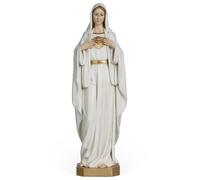 BC Catholic Immaculate Heart of Mary Statue, 10" H Blessed Holy Mother Virgin Mary Figure, Religious Gifts, Hand Painted by Buildclassic (Gold &White)