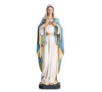 BC Catholic Immaculate Heart of Mary Statue, Blessed Virgin Mary Mother figure for Altar, Hand Painted Religious Gifts to Mom, 10inches H, Handmade by Buildclassic