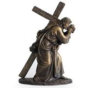 BC Catholic Jesus on The Way to Calvary, 12.5" H Jesus Statue Indoor Inspirational Home Décor,Obedience and Hope, Catholic Gift Renaissance Sculpture Handmpainted in Bronze Finish by Buildclassic
