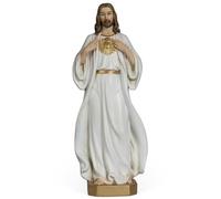 BC Catholic Sacred Heart of Jesus Statue, 10" H Jesus Figure, Catholic Gifts, Indoor Home Decor, Hand Painted by Buildclassic (Gold &White)