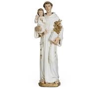 BC Catholic St. Anthony Statue, 10" H Blessed Figure, Religious Gift, Inspirational Home décor, Renaissance Sculpture Hand Painted in by Buildclassic (Gold &White)