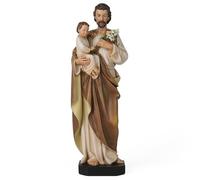 BC Catholic St. Joseph and Child Jesus Statue, Catholic Saint Figure, Religious Gift for Father's Day, Inspirational Indoor Home Decor, 10 inches H, Hand Painted by Buildclassic