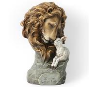 BC Home Décor Lion with Lamb Figure, Love Never Fails, Hand Painted Devout Gift, 11.8" H, Classical Renaissance Sculpture Masterpiece by Buildclassic