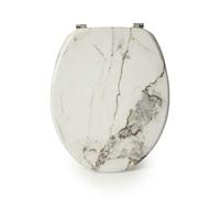 BC Madison Marble Effect Wood Seat No Rust Hinges Bathroom Toilet Wooden Seat