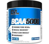 Evlution Nutrition BCAA5000 Powder 5 Grams of Branched Chain Amino Acids (BCAAs) Essential for Performance, Recovery, Endurance, Muscle Building, Keto Friendly, Zero Sugar, 30 Servings (Blue Raz)