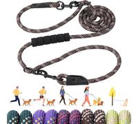 Bcadem Versatile 7.5 FT Heavy Duty Dog Leash with Padded Handle,Easy Converted to Double Leashes,Hands Free,Cross-Body or Waist Leash, Night Reflective,for Small Medium Large Dogs (Coffee Brown)
