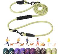 Bcadem Versatile 7.5 FT Heavy Duty Dog Leash with Padded Handle,Easy Converted to Double Leashes,Hands Free,Cross-Body or Waist Leash, Night Reflective,for Small Medium Large Dogs (Green)