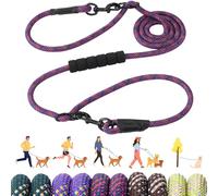 Bcadem Versatile 7.5 FT Heavy Duty Dog Leash with Padded Handle,Easy Converted to Double Leashes,Hands Free,Cross-Body or Waist Leash, Night Reflective,for Small Medium Large Dogs (Rose Red)