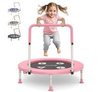 BCAN 36'' Mini Toddler Trampoline, Adjustable Big Handle & Safety Pad & Folding legs, Foldable & Silent, for Kids Aged 1-6 Indoor & Outdoor, Max Load 45kg