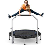 BCAN 40/48" Foldable Mini Trampoline, Fitness Rebounder with Adjustable Foam Handle, Exercise Trampoline for Adults Indoor/Garden Workout Max Load 330lbs/440lbs
