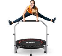 BCAN 40" Foldable Mini Trampoline, Fitness Rebounder with Adjustable Foam Handle, Exercise Trampoline for Adults Indoor/Garden Workout Max Load 330lbs