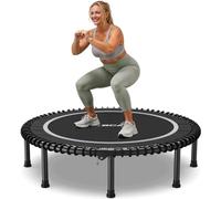 BCAN 450/550LBS Rebounder Trampoline for Adults, 40"/48" Foldable Mini Trampoline with Durable Bungees, Quiet & Stable Exercise Rebounder Trampoline for Indoor/Garden Workout-48IN Silver