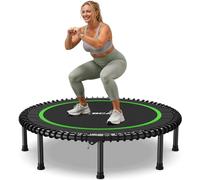 BCAN 48" Foldable Mini Trampoline, Silent Bungee Cord, Stable & Quiet Exercise Rebounder for Kids Adults Indoor/Garden Workout Max 550LBS - Green