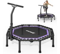 BCAN 51" Octagonal Mini Trampoline, Max Load 450 LBS Fitness Trampoline with T-Adjustable Handle Bar, Silent Bungees, Larger, More Stable, Quieter Exercise Rebounder for Adults Indoor/Workout