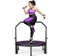 BCAN Rebounder Trampoline for Adult, 40" Fitness Trampoline with Bungees, U Shape Adjustable Foam Handle, Stable & Quiet, Indoor Outdoor Workout-Purple