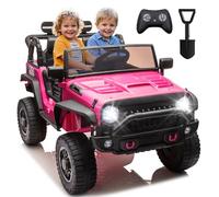 BCARORUR 2 Seater 24V Ride on Toys for Big Kids W/Parents Control, 20" Spacious Seat, Powerful Wheel W/400W Motor/Four-Wheel Suspension/Bluetooth/LED Lights, Electric Cars for Kids Ages 3+, Pink