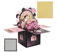 Bcautay 3D Pop Up Birthday Greeting Cards,16th Birthday Pop-Up Greeting Card Birthday Gifts for Daughter, Son, Sister, Friends