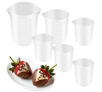 Bcautay 6 Pcs Silicone Measuring Cups for Melting Chocolate Silicone Measuring Cups for DIY Chocolate Cake Strawberries Treats（100ml, 300ml, 350ml）